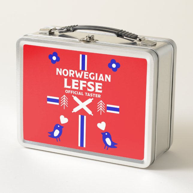 Norwegian Lefse Flatbread Apron Metal Lunch Box (Front)