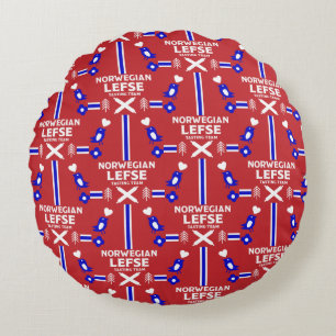 Norwegian Lefse Flatbread Apron Round Pillow