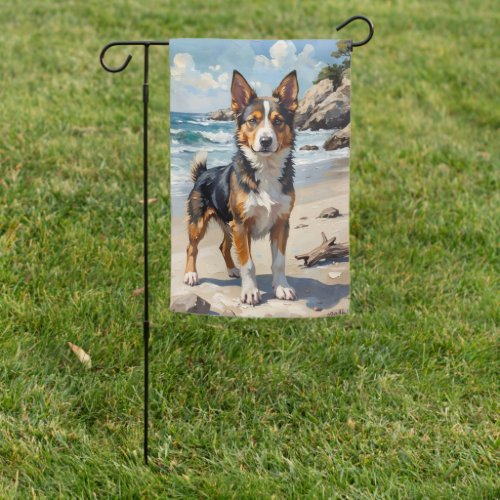 Norwegian Lundehund Coastal Beach Dog Art Garden Flag