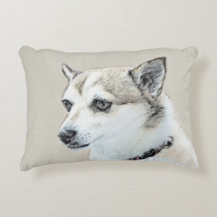 Norwegian Lundehund Painting - Original Dog Art Accent Pillow