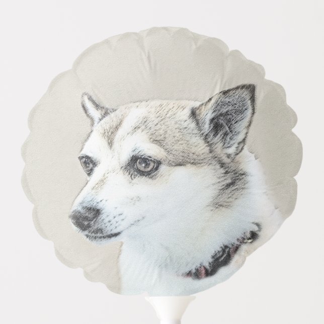 Norwegian Lundehund Painting - Original Dog Art Balloon (Front)