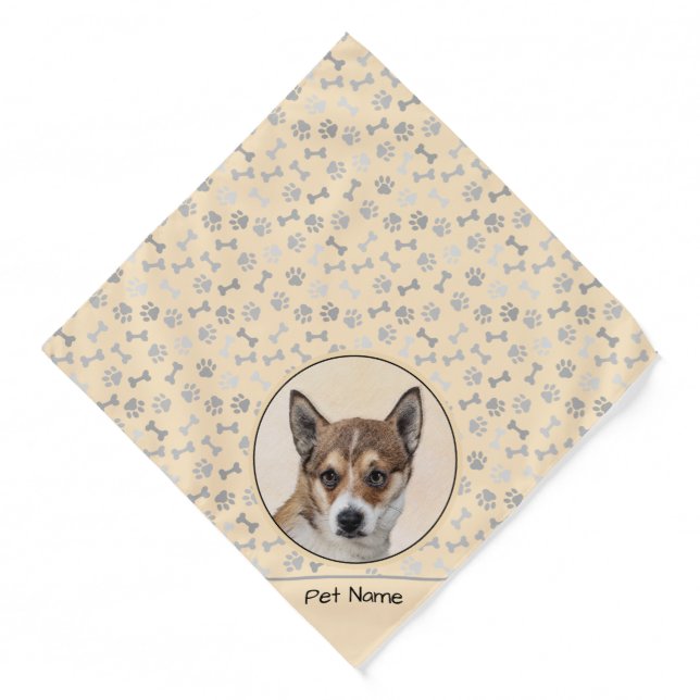 Norwegian Lundehund Painting Original Dog Art Bandana (Front)