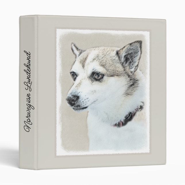 Norwegian Lundehund Painting - Original Dog Art Bi 3 Ring Binder (Front/Spine)