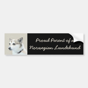 Norwegian Lundehund Painting - Original Dog Art Bumper Sticker