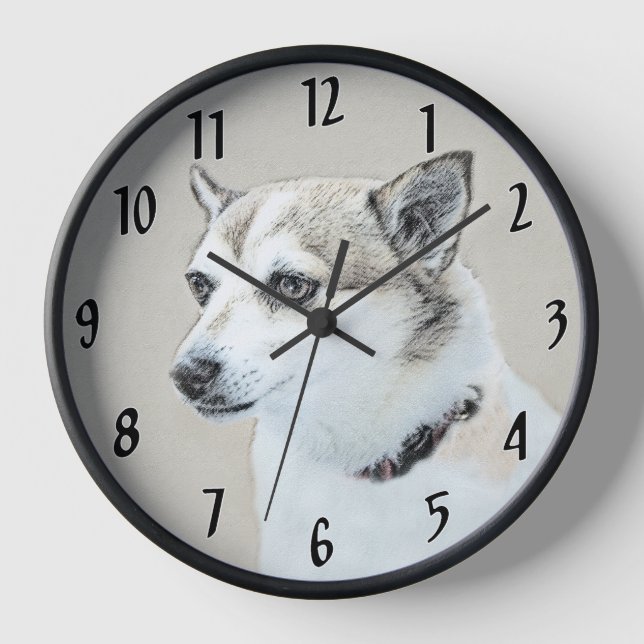 Norwegian Lundehund Painting - Original Dog Art Clock (Front)