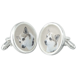 Norwegian Lundehund Painting - Original Dog Art Cufflinks