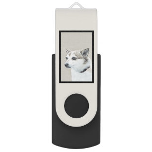 Norwegian Lundehund Painting - Original Dog Art Flash Drive