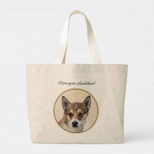 Norwegian Lundehund Painting Original Dog Art Large Tote Bag