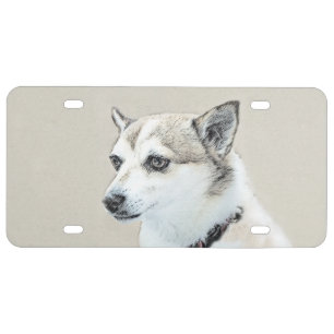 Norwegian Lundehund Painting - Original Dog Art License Plate