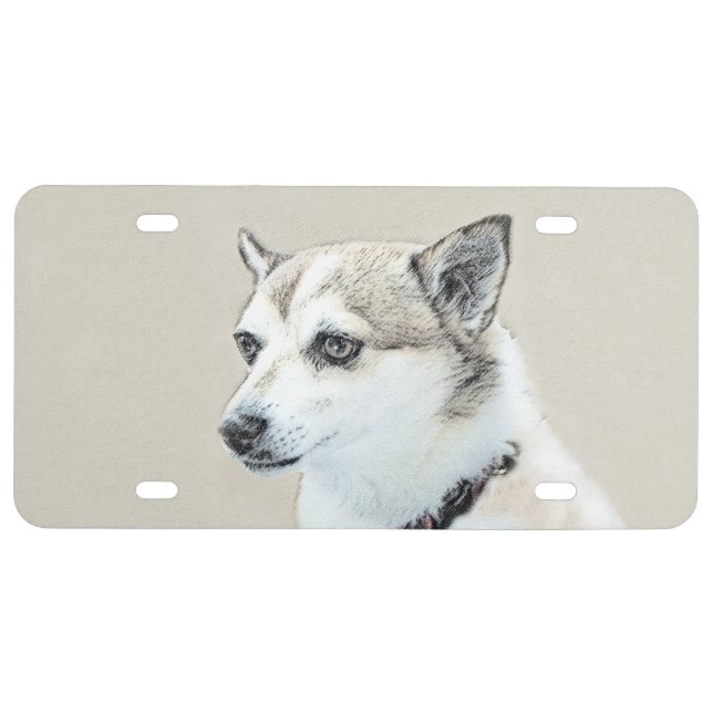 Norwegian Lundehund Painting - Original Dog Art License Plate (Front)