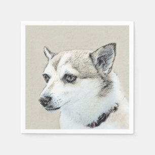 Norwegian Lundehund Painting - Original Dog Art Napkins