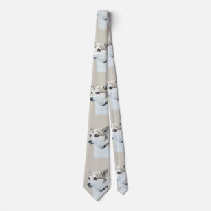 Norwegian Lundehund Painting - Original Dog Art Neck Tie