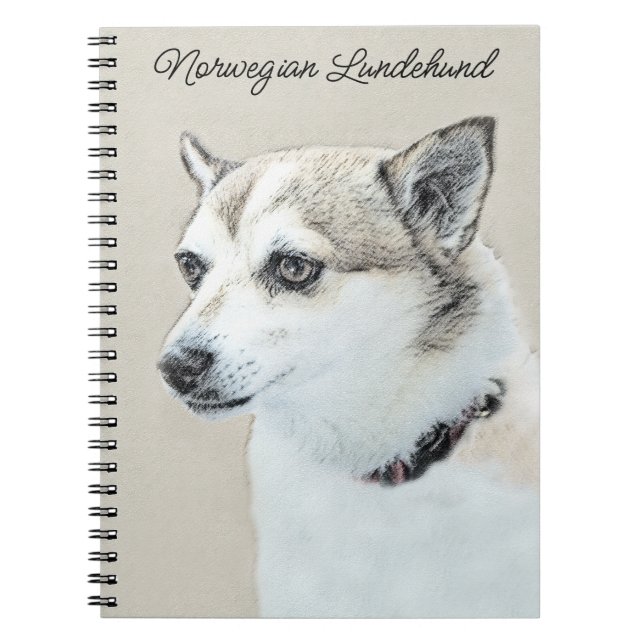 Norwegian Lundehund Painting - Original Dog Art Notebook (Front)