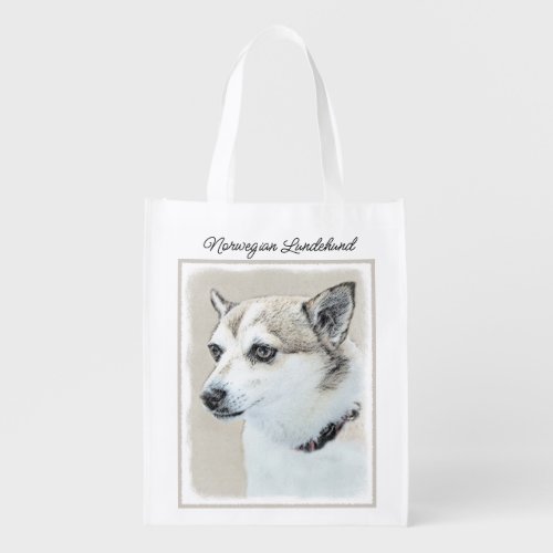 Norwegian Lundehund Painting _ Original Dog Art Re Grocery Bag