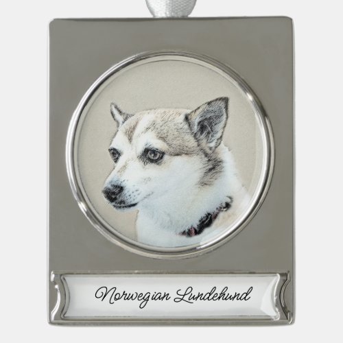 Norwegian Lundehund Painting _ Original Dog Art Si Silver Plated Banner Ornament