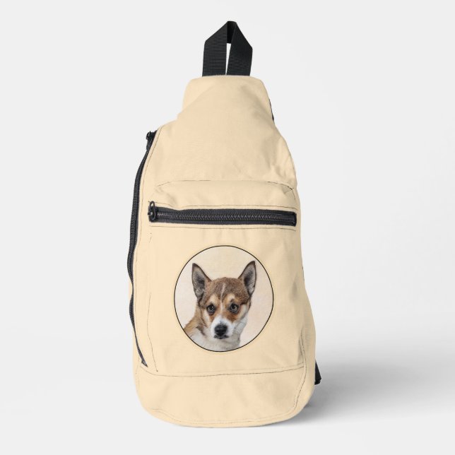 Norwegian Lundehund Painting Original Dog Art Sling Bag (Front)