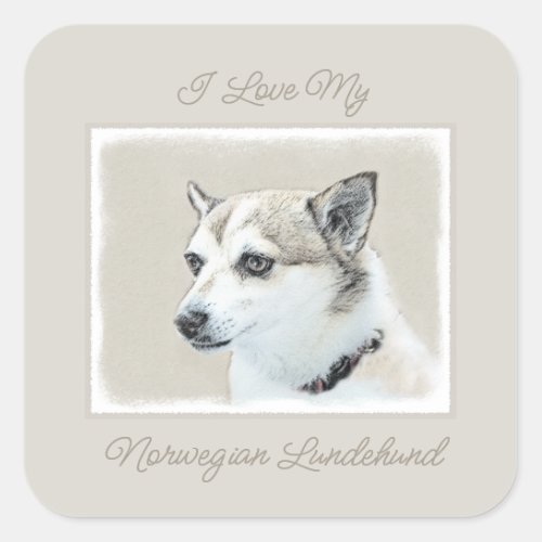 Norwegian Lundehund Painting _ Original Dog Art Sq Square Sticker