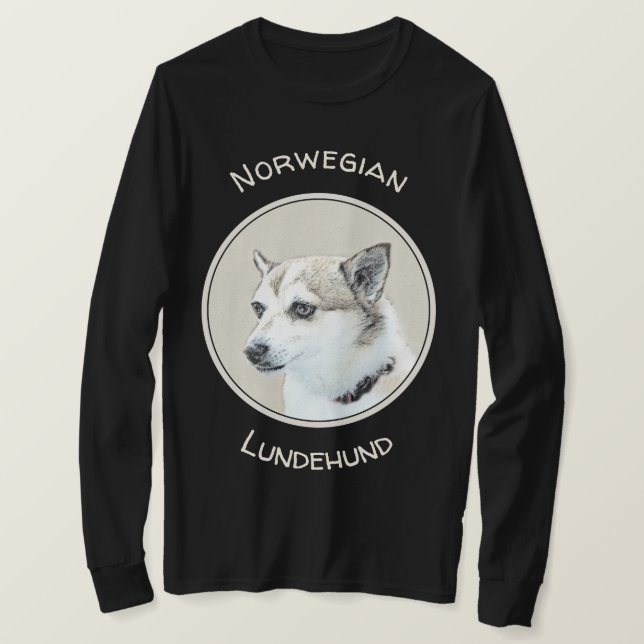 Norwegian Lundehund Painting - Original Dog Art T-Shirt (Design Front)
