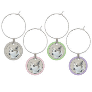 Norwegian Lundehund Painting - Original Dog Art Wine Charm