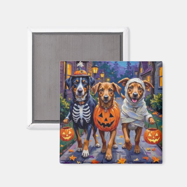 Norwegian Lundehund Trick-or-Treating Halloween Magnet (Front/Back)