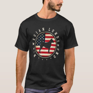 Norwegian Lundehund Usa Flag 4th July Dog Mom Dad T-Shirt