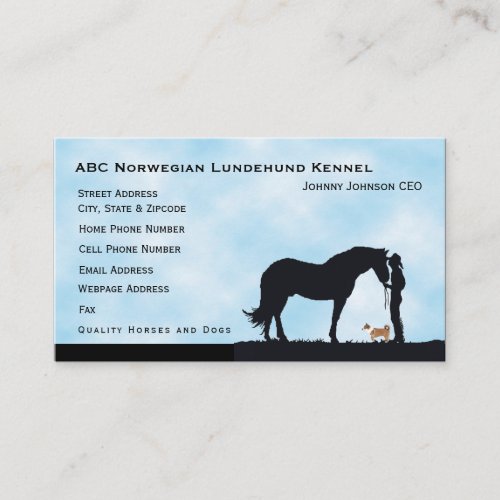 Norwegian Lundehund Western Silhouette Business Card