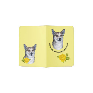 Norwegian Lundehund with Yellow Roses Passport Holder