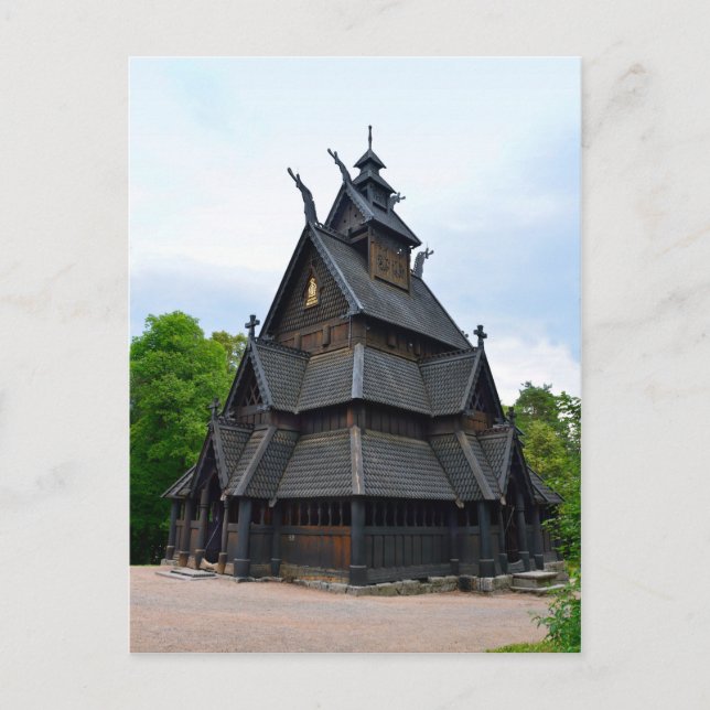 Norwegian Medieval Stave Church, Oslo, Norway Postcard (Front)