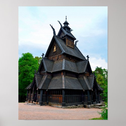 Norwegian Medieval Stave Church Oslo Norway Poster