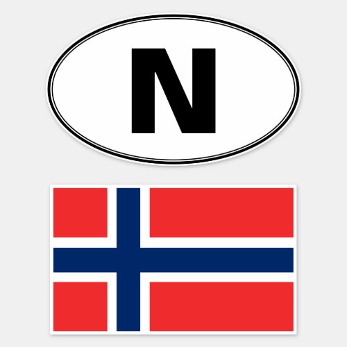 Norwegian N Oval and Flag Vinyl Stickers
