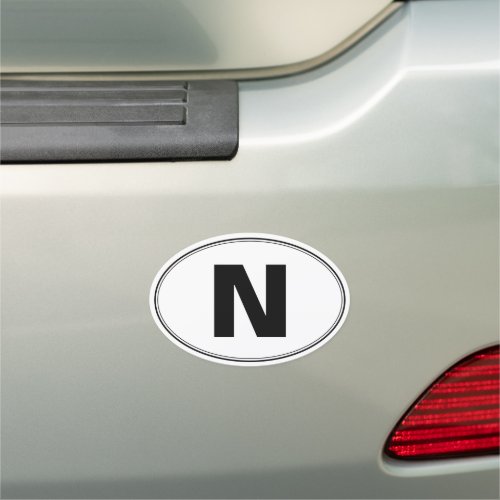 Norwegian N Oval Car Magnet