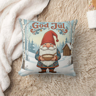 Norwegian Nisse God Jul Christmas Throw Pillow