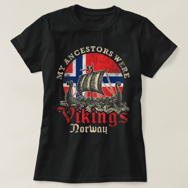 Norwegian Norway Viking Ship Flag T-Shirt (Design Front)