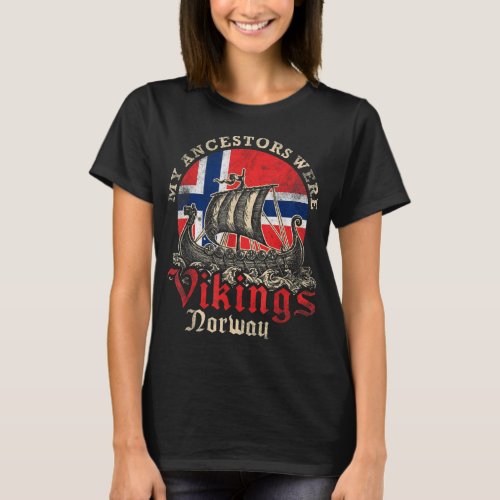 Norwegian Norway Viking Ship Flag T_Shirt