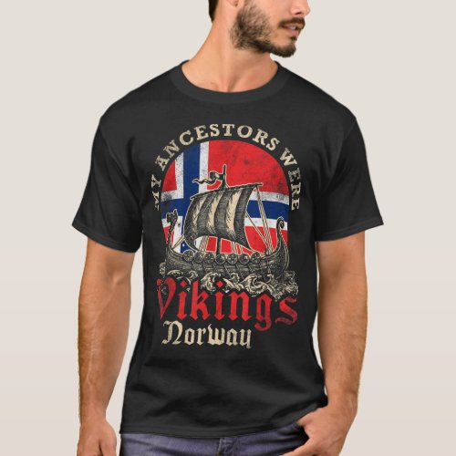 Norwegian Norway Viking Ship Flag  T_Shirt