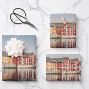 Norwegian Painted Houses Wrapping Paper Sheets