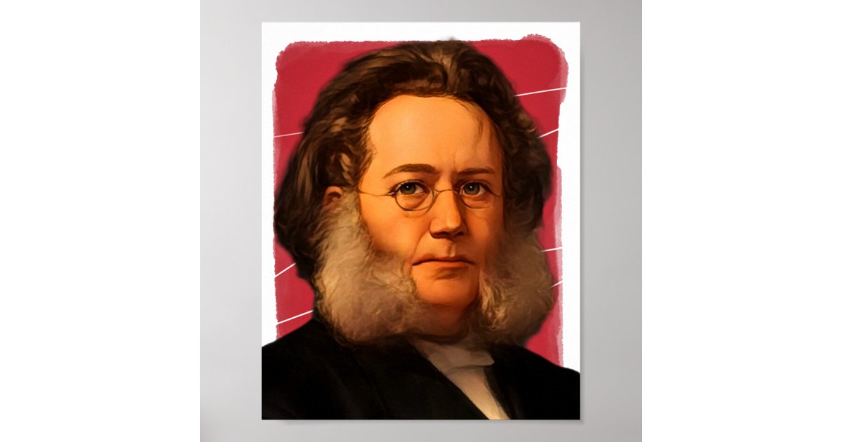 Norwegian playwright Henrik Ibsen Illustration Poster Zazzle