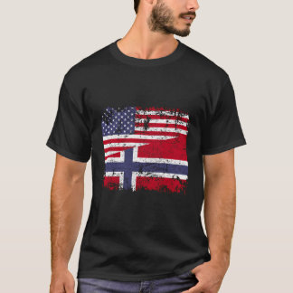 Norwegian Roots Half American Flag Usa Norway Flag T-Shirt