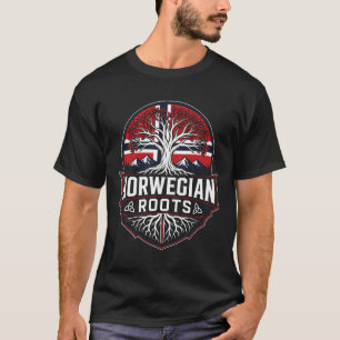 Norwegian Roots Norway Flag Family Tree Mountain H T-Shirt