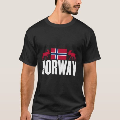 Norwegian Roots Norway Flag Norway Moose T_Shirt