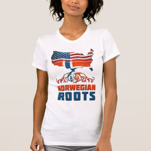 Norwegian Roots USA Flag Heritage T-Shirt