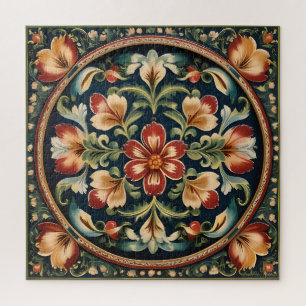 Norwegian Rosemaling Decorative Folk Art Jigsaw Puzzle