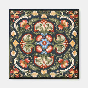 Norwegian Rosemaling Decorative Magnet
