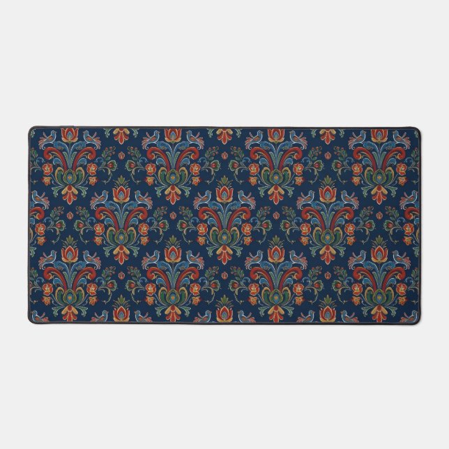 Norwegian Rosemaling Floral Art Desk Mat (Front)
