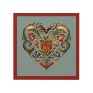 Norwegian Rosemaling Folk Art Heart 