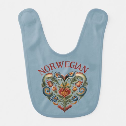 Norwegian Rosemaling Folk Art Heart  Baby Bib