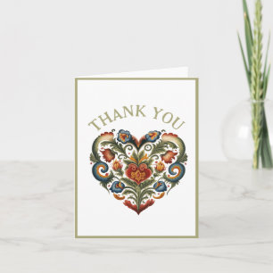 Norwegian Rosemaling Folk Art Heart Card
