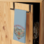 Norwegian Rosemaling Folk Art Heart  Kitchen Towel<br><div class="desc">This towel features a Norwegian Rosemaling style Folk Art Heart design. Above the heart is says Norwegian in curved red letters. Colors include red,  blue,  green and golden yellow.</div>