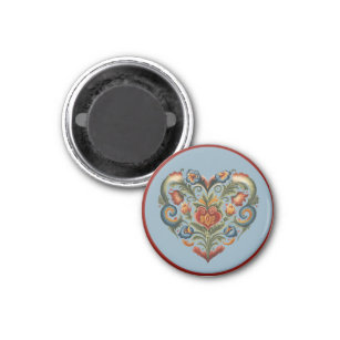 Norwegian Rosemaling Folk Art Heart Magnet