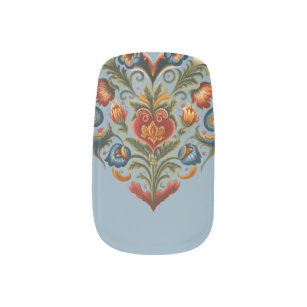 Norwegian Rosemaling Folk Art Heart Minx Nail Art